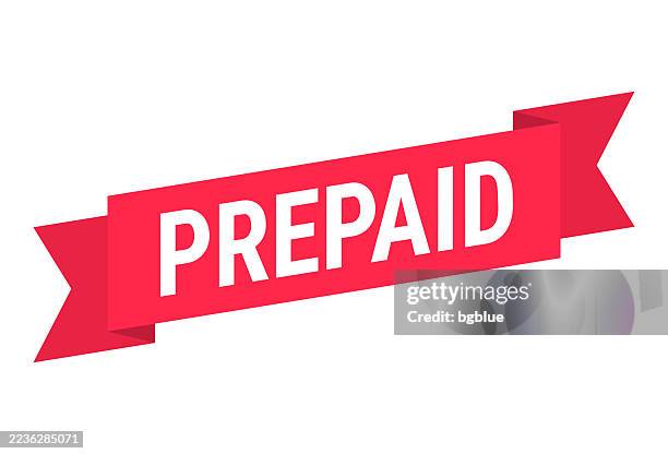 prepaid - red banner on white background - down payment stock illustrations