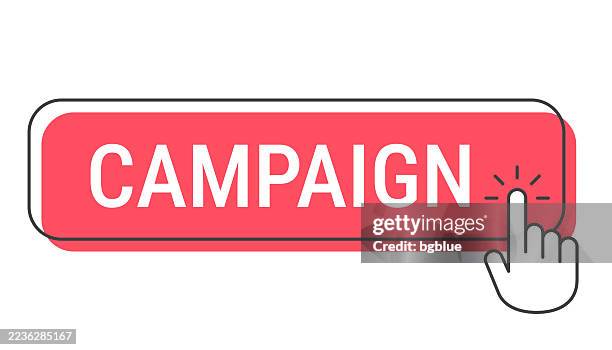 campaign - click button with hand cursor on white background - referendum stock illustrations