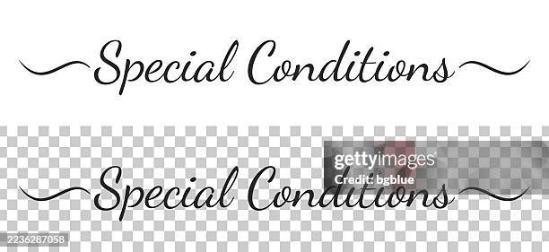special conditions - calligraphy text with swashes on blank background - personality type stock illustrations