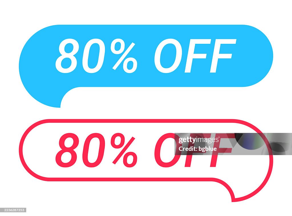 80% Off - Blue and Red speech bubble on white background