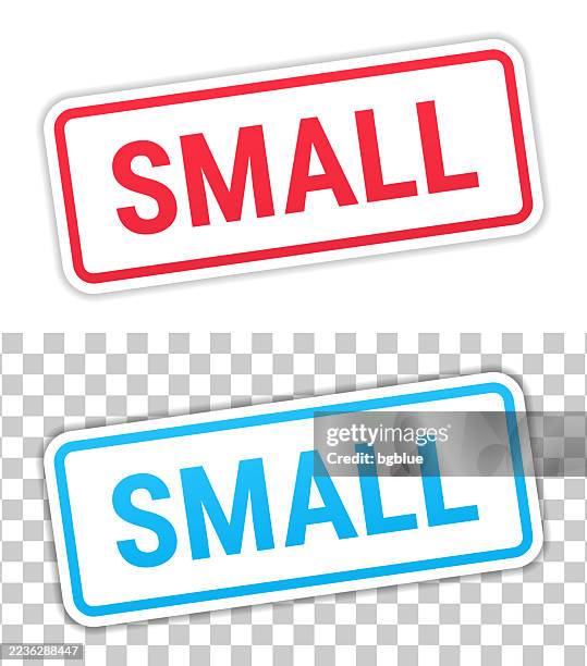 small - red and blue labels on blank background - small box stock illustrations