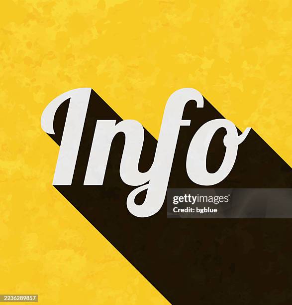 info - text with long shadow on textured yellow background - informational poster design stock illustrations