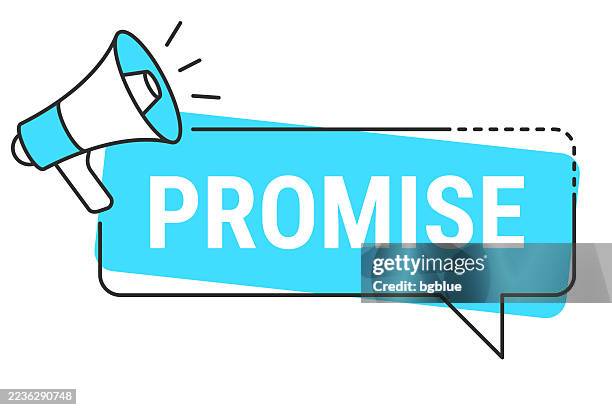 promise - speech bubble and megaphone on white background - oath stock illustrations