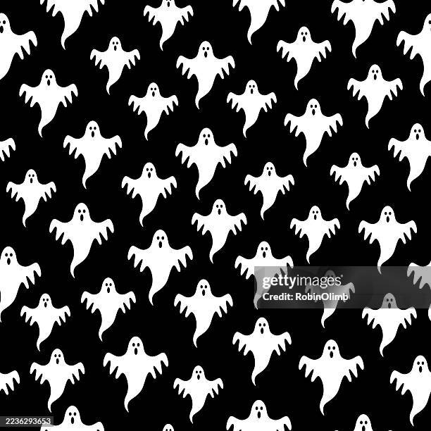 seamless pattern of spooky ghosts - ghost stock illustrations