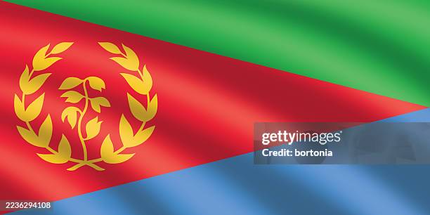 eritrea rippling flying africa flag - eritrea flag stock illustrations
