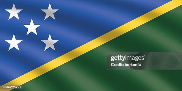 solomon islands rippling flying oceania flag - solomon islands stock illustrations