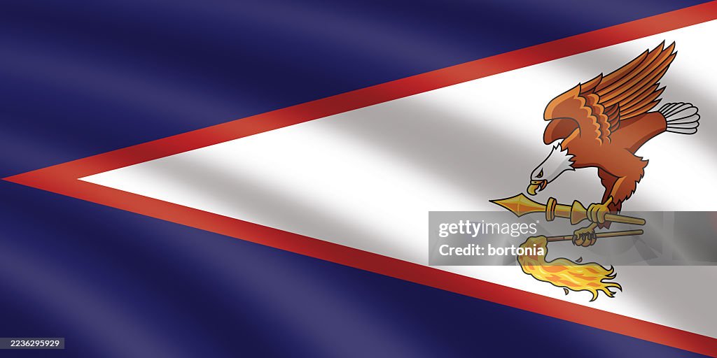 Samoa americane increspate che sventolano la bandiera dell'oceania