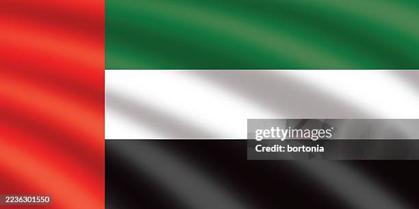 united arab emirates rippling flying middle east flag - united arab emirates flag stock illustrations