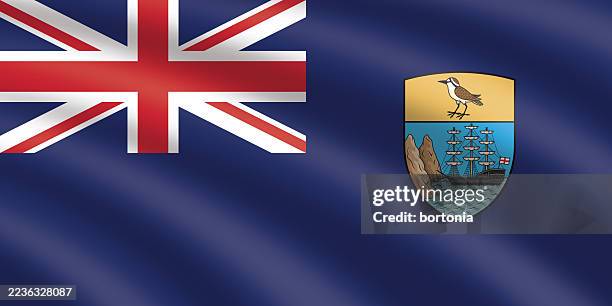 saint helena rippling flying dependent territory flag - saint helena stock illustrations