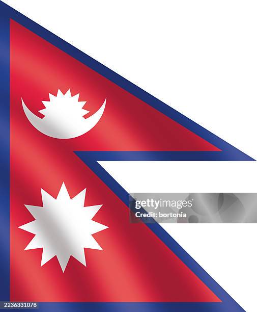 nepal rippling flying asia flag - nepal flag stock illustrations