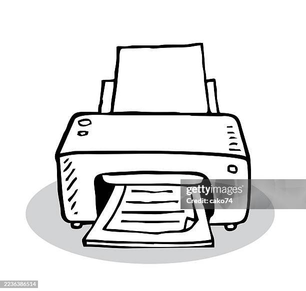 hand drawn printer - photocopier stock illustrations