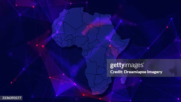Map of Africa composited with networked plexus environment