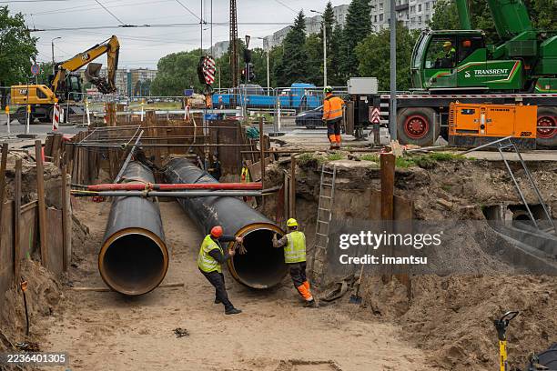 heat pipe replacement works in riga - ditch stock pictures, royalty-free photos & images