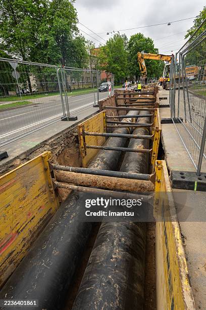heat pipe replacement works in riga - pipe replacement stock pictures, royalty-free photos & images