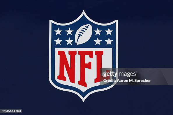 A detail view of the NFL shield logo on September 13, 2025 in... News ...