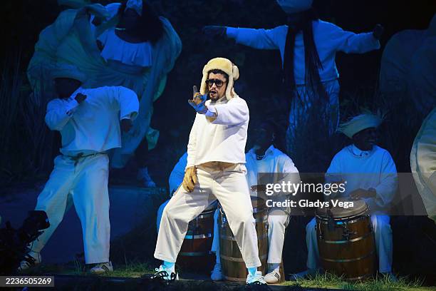 Bad Bunny performs live during "No Me Quiero Ir De Aquí; Una Más" Residencia at Coliseo de Puerto Rico José Miguel Agrelot on September 20, 2025 in...