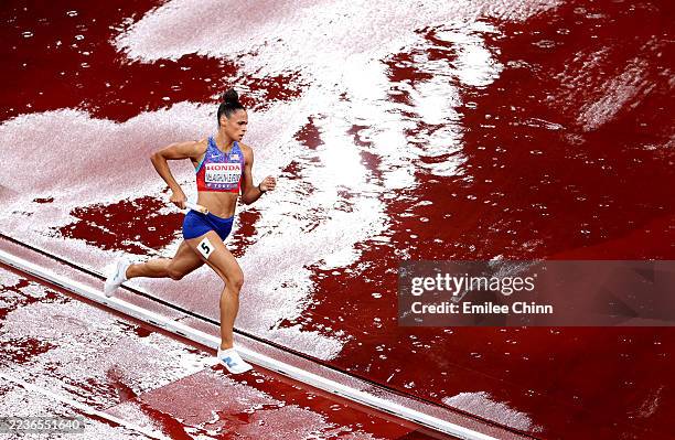 Sydney McLaughlin-Levrone of Team United States competes during the Women's 4x400 Metres Relay Final on day nine of the World Athletics Championships...
