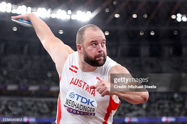 Lukas Weisshaidinger of Team Austria competes during the Men's Discus Throw Final on day nine of the World Athletics Championships Tokyo 2025 at...