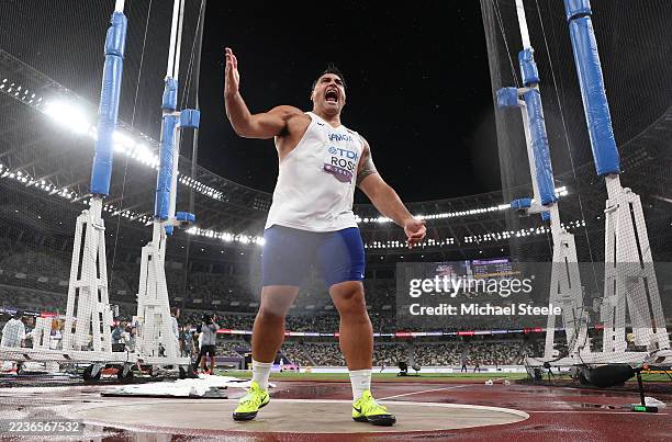 Alex Rose of Team Samoa reacts during the Men's Discus Throw Final on day nine of the World Athletics Championships Tokyo 2025 at National Stadium on...