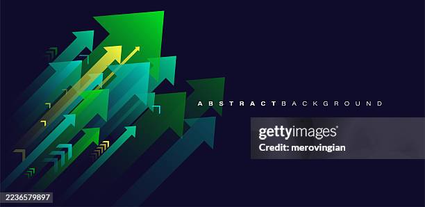 abstract arrows upwards: growth, progress and modern technology - stock graph green stock illustrations