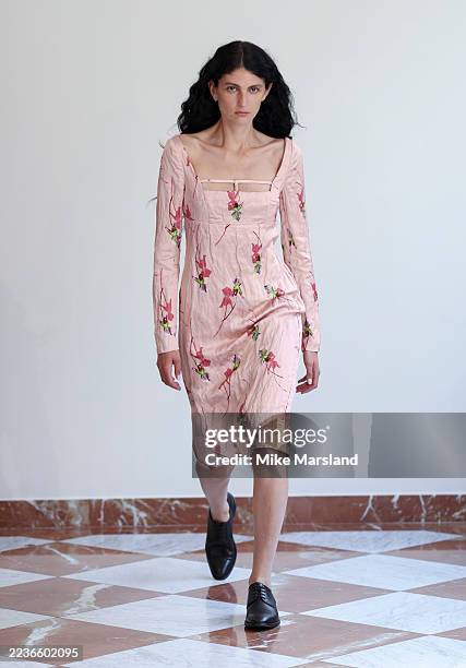 Model walks the runway at the Emilia Wickstead show during London Fashion Week September 2025 on September 21, 2025 in London, England.