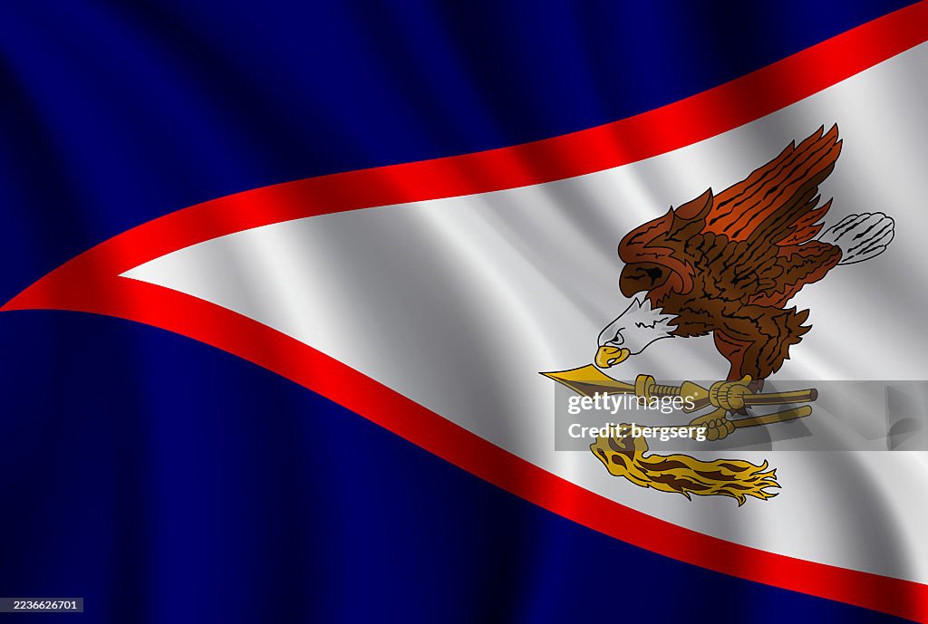Flag of American Samoa. Vector Waving Flag Background. High detailed Realistic Illustration