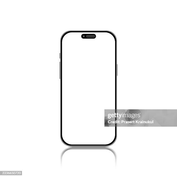smartphone front view vector illustration with blank screen - iphone stock pictures, royalty-free photos & images