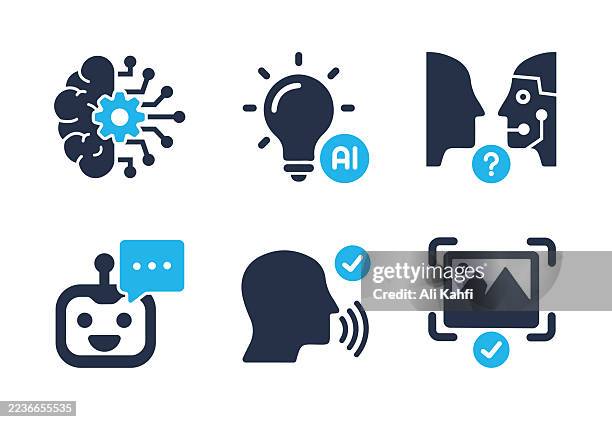 artificial intelligence glyph solid icons. solid icon that can be applied anywhere, simple, pixel perfect and modern style - logical thinking stock illustrations