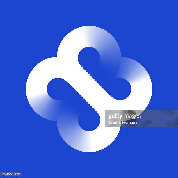 blue infinite loop knot curve gradient sign - tangled lights stock illustrations
