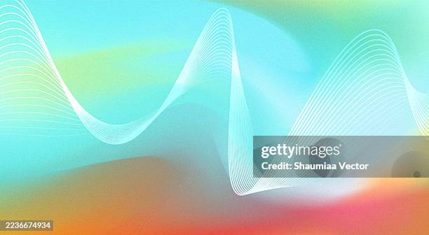 modern flowing wave line on blurred gradient grainy texture abstract background. design template for ads, banner, poster, cover, web, brochure, wallpaper, and flyer - orange data background stock illustrations
