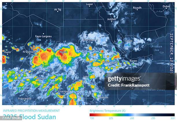 flood 20250912 precipitation map sudan - flood stock illustrations