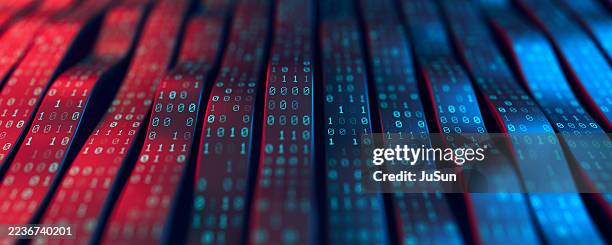 digital data stream lines with binary code background - binary code stock pictures, royalty-free photos & images