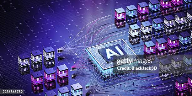 machine learning. ai neural network concepts - data center imagens e fotografias de stock