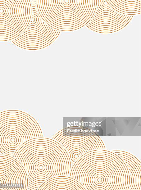 yellow japanese style wavy circle stripe texture pattern background - contract tracing stock illustrations