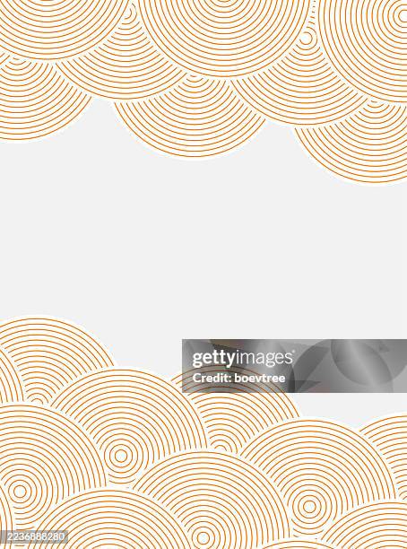 yellow japanese style wavy circle stripe texture pattern background - contract tracing stock illustrations