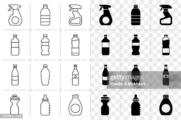vector bottle icon, spray, plastic, and beverage pack. - lid stock illustrations