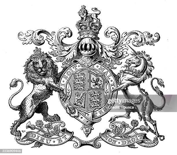 heraldry coat of arms emblem: great britain and ireland - royalty stock illustrations