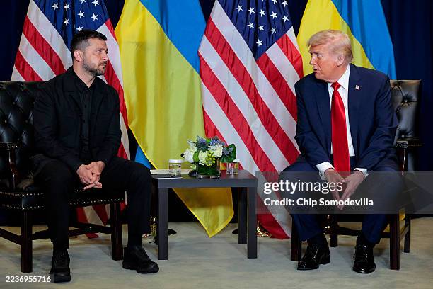 President Donald Trump speaks during a bilateral meeting with President of Ukraine Volodymyr Zelensky at the 80th session of the UN’s General...