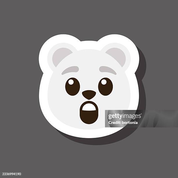 disgusted polar bear emoji sticker - hate winter stock illustrations