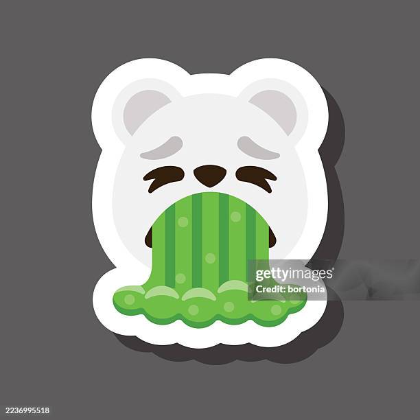 barfing polar bear emoji sticker - disgust face stock illustrations