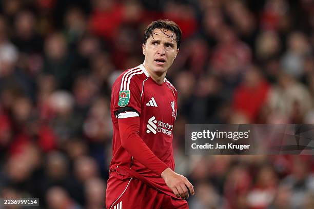 Federico Chiesa of Liverpool during the Carabao Cup Third Round match between Liverpool and Southampton at Anfield on September 23, 2025 in...