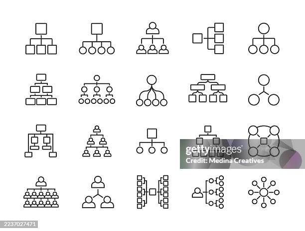 ilustrações, clipart, desenhos animados e ícones de ícones da hierarquia e da organização - linha fina editável ícone da série da cegonha - organograma de empresa