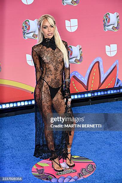 Spanish singer Bad Gyal attends the 22nd Premios Juventud music awards ceremony at the Figali Convention Centre in Panama City, on September 25, 2025.
