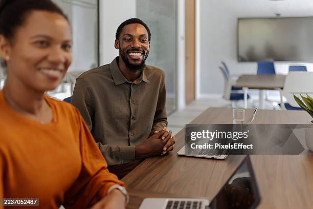 inclusive workplace team: smiling black professionals - ethnicity stock pictures, royalty-free photos & images