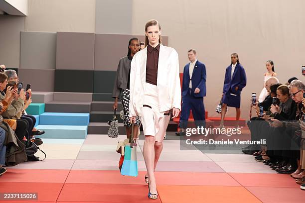 Model walks the runway at the Fendi fashion show during the Milan Womenswear Spring/Summer 2026 on September 24, 2025 in Milan, Italy.