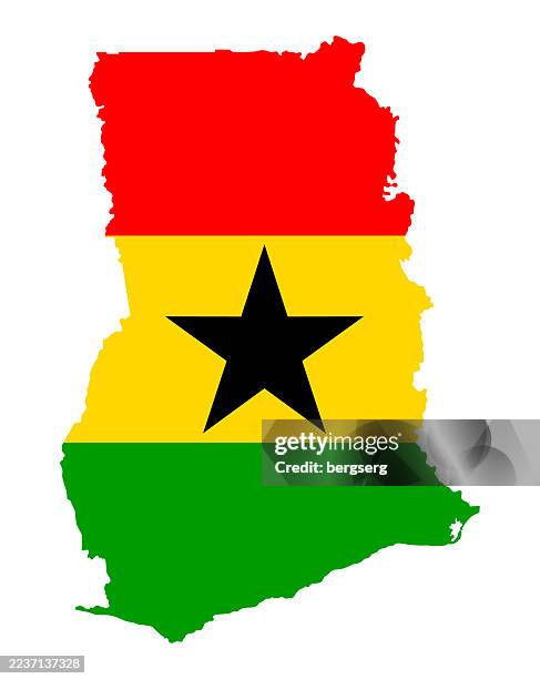 ghana map with national flag. vector illustration - gold coast stock illustrations