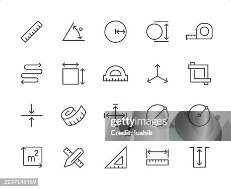 Conjunto de iconos de medición. Grosor de trazo editable. Iconos perfectos de píxeles. Conjunto de iconos de medición. Grosor de trazo editable. Iconos perfectos de píxeles.