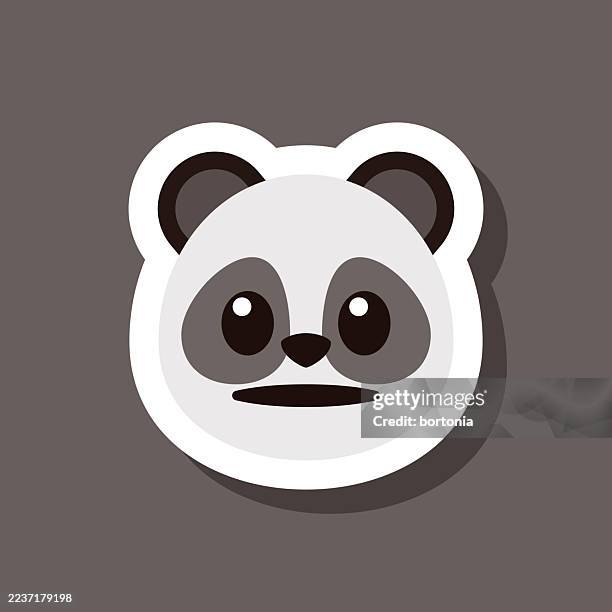 neutral expression panda bear emoji sticker - panda express stock illustrations