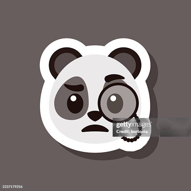 inquisitive panda bear emoji sticker - curious expression stock illustrations