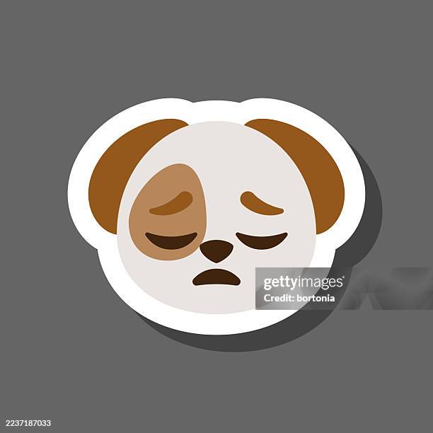 sad dog emoji sticker - face looking down stock illustrations
